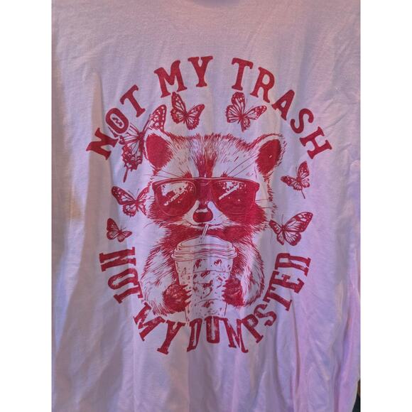 Gildan Soft Style Raccoon Funny T Shirt M Womens Pink Not My Trash Short Sleeve - Picture 3 of 6